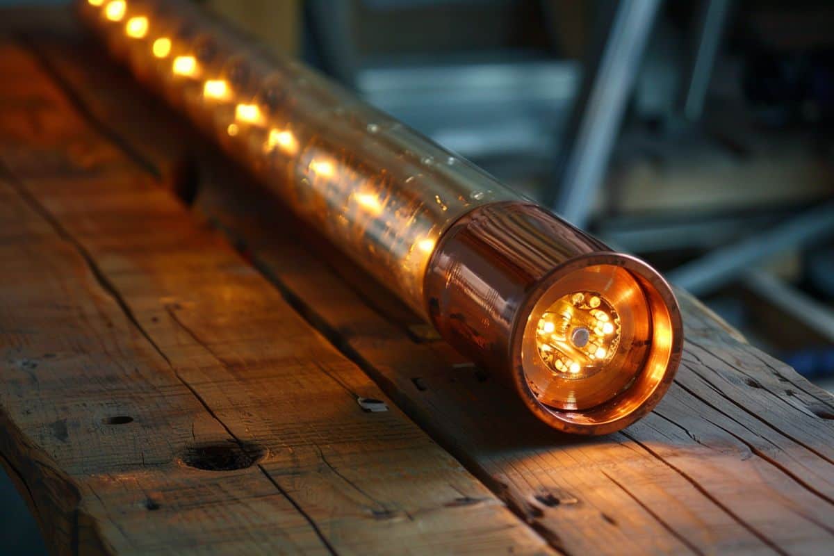 Stepbystep tutorial showcasing the creation of a sleek copper tube lamp